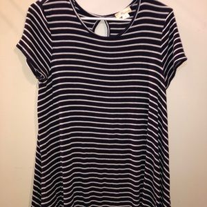 Striped Navy Blue and White Short Sleeves